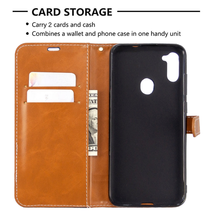 Color Matching Denim Texture Horizontal Flip Leather Case with Holder & Card Slots & Wallet & Lanyard, For Galaxy A11