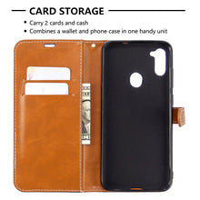 Load image into Gallery viewer, Color Matching Denim Texture Horizontal Flip Leather Case with Holder &amp; Card Slots &amp; Wallet &amp; Lanyard, For Galaxy A11