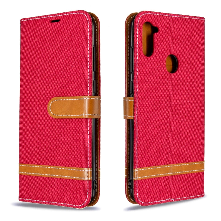 Color Matching Denim Texture Horizontal Flip Leather Case with Holder & Card Slots & Wallet & Lanyard, For Galaxy A11