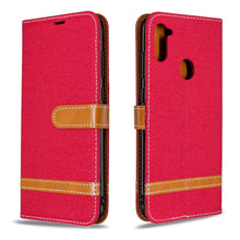 Load image into Gallery viewer, Color Matching Denim Texture Horizontal Flip Leather Case with Holder &amp; Card Slots &amp; Wallet &amp; Lanyard, For Galaxy A11