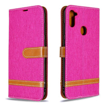 Load image into Gallery viewer, Color Matching Denim Texture Horizontal Flip Leather Case with Holder &amp; Card Slots &amp; Wallet &amp; Lanyard, For Galaxy A11