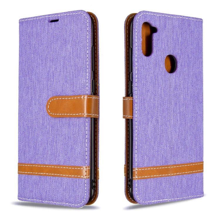 Color Matching Denim Texture Horizontal Flip Leather Case with Holder & Card Slots & Wallet & Lanyard, For Galaxy A11