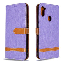 Load image into Gallery viewer, Color Matching Denim Texture Horizontal Flip Leather Case with Holder &amp; Card Slots &amp; Wallet &amp; Lanyard, For Galaxy A11