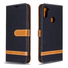 Load image into Gallery viewer, Color Matching Denim Texture Horizontal Flip Leather Case with Holder &amp; Card Slots &amp; Wallet &amp; Lanyard, For Galaxy A11