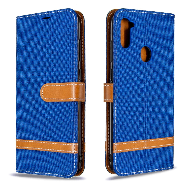 Color Matching Denim Texture Horizontal Flip Leather Case with Holder & Card Slots & Wallet & Lanyard, For Galaxy A11