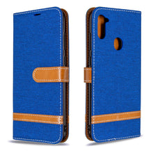 Load image into Gallery viewer, Color Matching Denim Texture Horizontal Flip Leather Case with Holder &amp; Card Slots &amp; Wallet &amp; Lanyard, For Galaxy A11