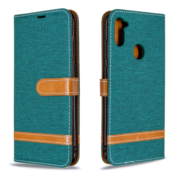 Color Matching Denim Texture Horizontal Flip Leather Case with Holder & Card Slots & Wallet & Lanyard, For Galaxy A11