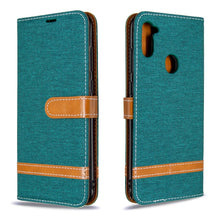 Load image into Gallery viewer, Color Matching Denim Texture Horizontal Flip Leather Case with Holder &amp; Card Slots &amp; Wallet &amp; Lanyard, For Galaxy A11