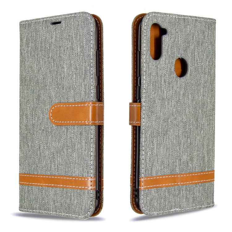 Color Matching Denim Texture Horizontal Flip Leather Case with Holder & Card Slots & Wallet & Lanyard, For Galaxy A11