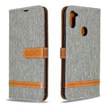 Load image into Gallery viewer, Color Matching Denim Texture Horizontal Flip Leather Case with Holder &amp; Card Slots &amp; Wallet &amp; Lanyard, For Galaxy A11