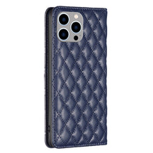 Load image into Gallery viewer, Diamond Lattice Magnetic Leather Flip Phone Case, For iPhone 14 Pro Max, For iPhone 14 Pro, For iPhone 14 Plus, For iPhone 14, For iPhone 13 Pro Max, For iPhone 13 Pro, For iPhone 13, For iPhone 12 Pro Max