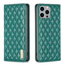 Load image into Gallery viewer, Diamond Lattice Magnetic Leather Flip Phone Case, For iPhone 14 Pro Max, For iPhone 14 Pro, For iPhone 14 Plus, For iPhone 14, For iPhone 13 Pro Max, For iPhone 13 Pro, For iPhone 13, For iPhone 12 Pro Max