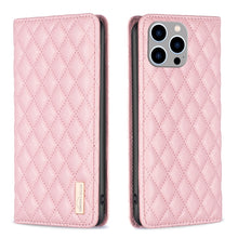 Load image into Gallery viewer, Diamond Lattice Magnetic Leather Flip Phone Case, For iPhone 14 Pro Max, For iPhone 14 Pro, For iPhone 14 Plus, For iPhone 14, For iPhone 13 Pro Max, For iPhone 13 Pro, For iPhone 13, For iPhone 12 Pro Max