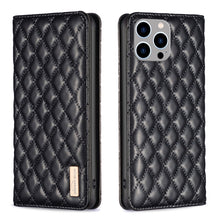 Load image into Gallery viewer, Diamond Lattice Magnetic Leather Flip Phone Case, For iPhone 14 Pro Max, For iPhone 14 Pro, For iPhone 14 Plus, For iPhone 14, For iPhone 13 Pro Max, For iPhone 13 Pro, For iPhone 13, For iPhone 12 Pro Max