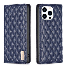 Load image into Gallery viewer, Diamond Lattice Magnetic Leather Flip Phone Case, For iPhone 14 Pro Max, For iPhone 14 Pro, For iPhone 14 Plus, For iPhone 14, For iPhone 13 Pro Max, For iPhone 13 Pro, For iPhone 13, For iPhone 12 Pro Max