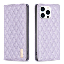 Load image into Gallery viewer, Diamond Lattice Magnetic Leather Flip Phone Case, For iPhone 14 Pro Max, For iPhone 14 Pro, For iPhone 14 Plus, For iPhone 14, For iPhone 13 Pro Max, For iPhone 13 Pro, For iPhone 13, For iPhone 12 Pro Max