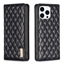 Load image into Gallery viewer, Diamond Lattice Magnetic Leather Flip Phone Case, For iPhone 14 Pro Max, For iPhone 14 Pro, For iPhone 14 Plus, For iPhone 14, For iPhone 13 Pro Max, For iPhone 13 Pro, For iPhone 13, For iPhone 12 Pro Max