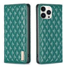 Load image into Gallery viewer, Diamond Lattice Magnetic Leather Flip Phone Case, For iPhone 14 Pro Max, For iPhone 14 Pro, For iPhone 14 Plus, For iPhone 14, For iPhone 13 Pro Max, For iPhone 13 Pro, For iPhone 13, For iPhone 12 Pro Max