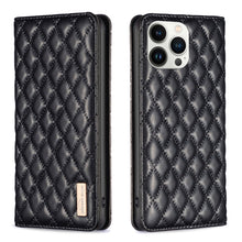 Load image into Gallery viewer, Diamond Lattice Magnetic Leather Flip Phone Case, For iPhone 14 Pro Max, For iPhone 14 Pro, For iPhone 14 Plus, For iPhone 14, For iPhone 13 Pro Max, For iPhone 13 Pro, For iPhone 13, For iPhone 12 Pro Max