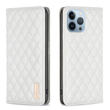 Load image into Gallery viewer, Diamond Lattice Magnetic Leather Flip Phone Case, For iPhone 14 Pro Max, For iPhone 14 Pro, For iPhone 14 Plus, For iPhone 14, For iPhone 13 Pro Max, For iPhone 13 Pro, For iPhone 13, For iPhone 12 Pro Max