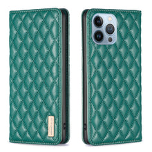 Load image into Gallery viewer, Diamond Lattice Magnetic Leather Flip Phone Case, For iPhone 14 Pro Max, For iPhone 14 Pro, For iPhone 14 Plus, For iPhone 14, For iPhone 13 Pro Max, For iPhone 13 Pro, For iPhone 13, For iPhone 12 Pro Max