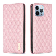 Load image into Gallery viewer, Diamond Lattice Magnetic Leather Flip Phone Case, For iPhone 14 Pro Max, For iPhone 14 Pro, For iPhone 14 Plus, For iPhone 14, For iPhone 13 Pro Max, For iPhone 13 Pro, For iPhone 13, For iPhone 12 Pro Max