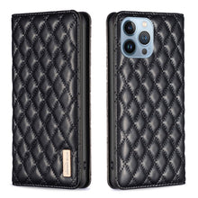 Load image into Gallery viewer, Diamond Lattice Magnetic Leather Flip Phone Case, For iPhone 14 Pro Max, For iPhone 14 Pro, For iPhone 14 Plus, For iPhone 14, For iPhone 13 Pro Max, For iPhone 13 Pro, For iPhone 13, For iPhone 12 Pro Max