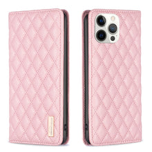 Load image into Gallery viewer, Diamond Lattice Magnetic Leather Flip Phone Case, For iPhone 14 Pro Max, For iPhone 14 Pro, For iPhone 14 Plus, For iPhone 14, For iPhone 13 Pro Max, For iPhone 13 Pro, For iPhone 13, For iPhone 12 Pro Max