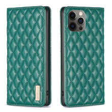 Load image into Gallery viewer, Diamond Lattice Magnetic Leather Flip Phone Case, For iPhone 12 / 12 Pro, For iPhone 11 Pro Max, For iPhone 11 Pro, For iPhone 11, For iPhone SE 2022 / SE 2020 / 8 / 7, For iPhone XS Max, For iPhone XS / X, For iPhone XR
