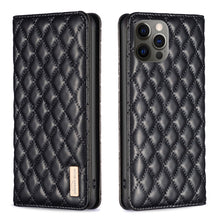 Load image into Gallery viewer, Diamond Lattice Magnetic Leather Flip Phone Case, For iPhone 12 / 12 Pro, For iPhone 11 Pro Max, For iPhone 11 Pro, For iPhone 11, For iPhone SE 2022 / SE 2020 / 8 / 7, For iPhone XS Max, For iPhone XS / X, For iPhone XR