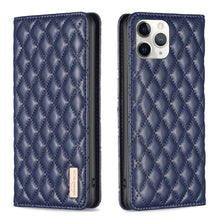 Load image into Gallery viewer, Diamond Lattice Magnetic Leather Flip Phone Case, For iPhone 12 / 12 Pro, For iPhone 11 Pro Max, For iPhone 11 Pro, For iPhone 11, For iPhone SE 2022 / SE 2020 / 8 / 7, For iPhone XS Max, For iPhone XS / X, For iPhone XR