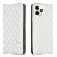 Load image into Gallery viewer, Diamond Lattice Magnetic Leather Flip Phone Case, For iPhone 12 / 12 Pro, For iPhone 11 Pro Max, For iPhone 11 Pro, For iPhone 11, For iPhone SE 2022 / SE 2020 / 8 / 7, For iPhone XS Max, For iPhone XS / X, For iPhone XR
