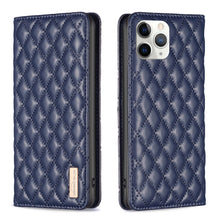 Load image into Gallery viewer, Diamond Lattice Magnetic Leather Flip Phone Case, For iPhone 12 / 12 Pro, For iPhone 11 Pro Max, For iPhone 11 Pro, For iPhone 11, For iPhone SE 2022 / SE 2020 / 8 / 7, For iPhone XS Max, For iPhone XS / X, For iPhone XR