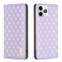 Load image into Gallery viewer, Diamond Lattice Magnetic Leather Flip Phone Case, For iPhone 12 / 12 Pro, For iPhone 11 Pro Max, For iPhone 11 Pro, For iPhone 11, For iPhone SE 2022 / SE 2020 / 8 / 7, For iPhone XS Max, For iPhone XS / X, For iPhone XR