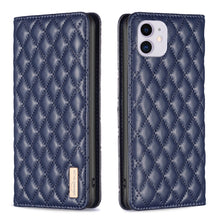 Load image into Gallery viewer, Diamond Lattice Magnetic Leather Flip Phone Case, For iPhone 12 / 12 Pro, For iPhone 11 Pro Max, For iPhone 11 Pro, For iPhone 11, For iPhone SE 2022 / SE 2020 / 8 / 7, For iPhone XS Max, For iPhone XS / X, For iPhone XR