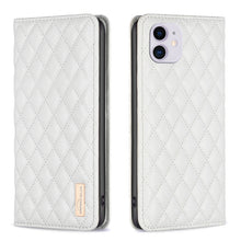 Load image into Gallery viewer, Diamond Lattice Magnetic Leather Flip Phone Case, For iPhone 12 / 12 Pro, For iPhone 11 Pro Max, For iPhone 11 Pro, For iPhone 11, For iPhone SE 2022 / SE 2020 / 8 / 7, For iPhone XS Max, For iPhone XS / X, For iPhone XR