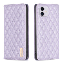 Load image into Gallery viewer, Diamond Lattice Magnetic Leather Flip Phone Case, For iPhone 12 / 12 Pro, For iPhone 11 Pro Max, For iPhone 11 Pro, For iPhone 11, For iPhone SE 2022 / SE 2020 / 8 / 7, For iPhone XS Max, For iPhone XS / X, For iPhone XR