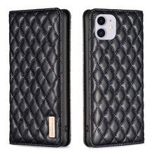 Load image into Gallery viewer, Diamond Lattice Magnetic Leather Flip Phone Case, For iPhone 12 / 12 Pro, For iPhone 11 Pro Max, For iPhone 11 Pro, For iPhone 11, For iPhone SE 2022 / SE 2020 / 8 / 7, For iPhone XS Max, For iPhone XS / X, For iPhone XR