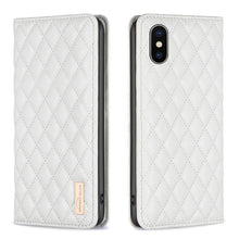 Load image into Gallery viewer, Diamond Lattice Magnetic Leather Flip Phone Case, For iPhone 12 / 12 Pro, For iPhone 11 Pro Max, For iPhone 11 Pro, For iPhone 11, For iPhone SE 2022 / SE 2020 / 8 / 7, For iPhone XS Max, For iPhone XS / X, For iPhone XR