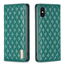 Load image into Gallery viewer, Diamond Lattice Magnetic Leather Flip Phone Case, For iPhone 12 / 12 Pro, For iPhone 11 Pro Max, For iPhone 11 Pro, For iPhone 11, For iPhone SE 2022 / SE 2020 / 8 / 7, For iPhone XS Max, For iPhone XS / X, For iPhone XR