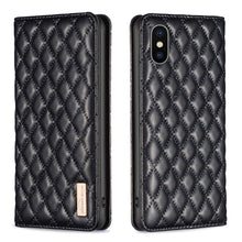 Load image into Gallery viewer, Diamond Lattice Magnetic Leather Flip Phone Case, For iPhone 12 / 12 Pro, For iPhone 11 Pro Max, For iPhone 11 Pro, For iPhone 11, For iPhone SE 2022 / SE 2020 / 8 / 7, For iPhone XS Max, For iPhone XS / X, For iPhone XR