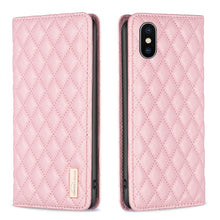 Load image into Gallery viewer, Diamond Lattice Magnetic Leather Flip Phone Case, For iPhone 12 / 12 Pro, For iPhone 11 Pro Max, For iPhone 11 Pro, For iPhone 11, For iPhone SE 2022 / SE 2020 / 8 / 7, For iPhone XS Max, For iPhone XS / X, For iPhone XR