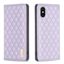 Load image into Gallery viewer, Diamond Lattice Magnetic Leather Flip Phone Case, For iPhone 12 / 12 Pro, For iPhone 11 Pro Max, For iPhone 11 Pro, For iPhone 11, For iPhone SE 2022 / SE 2020 / 8 / 7, For iPhone XS Max, For iPhone XS / X, For iPhone XR