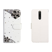 Load image into Gallery viewer, Horizontal Flip Solid Color Rhinestones Leather Case with Card Slot &amp; Wallet &amp; Holder