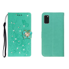 Load image into Gallery viewer, Horizontal Rhinestone Butterfly Embossed Leather Case with Card Slot &amp; Wallet &amp; Holder