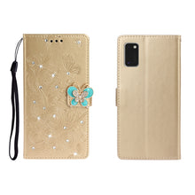 Load image into Gallery viewer, Horizontal Rhinestone Butterfly Embossed Leather Case with Card Slot &amp; Wallet &amp; Holder