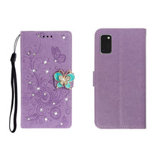 Load image into Gallery viewer, Horizontal Rhinestone Butterfly Embossed Leather Case with Card Slot &amp; Wallet &amp; Holder