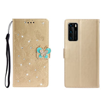 Load image into Gallery viewer, Horizontal Rhinestone Butterfly Embossed Leather Case with Card Slot &amp; Wallet &amp; Holder