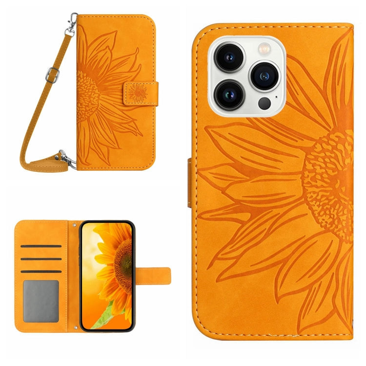 Skin Feel Sun Flower Pattern Flip Leather Phone Case, For iPhone 13 Pro, For iPhone 13 Pro Max, For iPhone 14, For iPhone 14 Plus