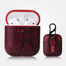 Load image into Gallery viewer, Anti-fall Snakeskin Texture PU Leather Protective Case with Carabiner, For AirPods Pro, For AirPods 1 &amp; 2